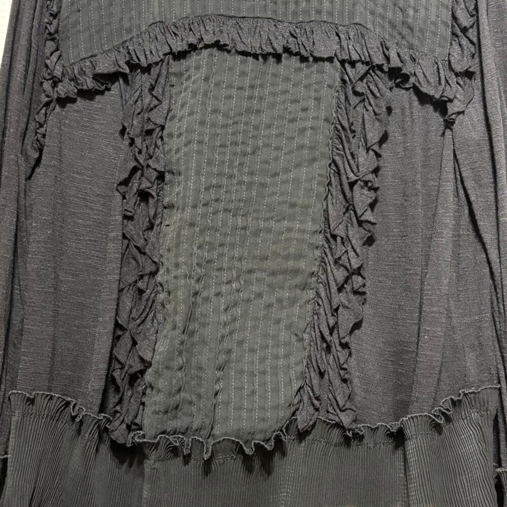 Anthropologie Black Sheer Ruffle Victorian Blouse Long Sleeve Medium Whimsigoth - Picture 2 of 8